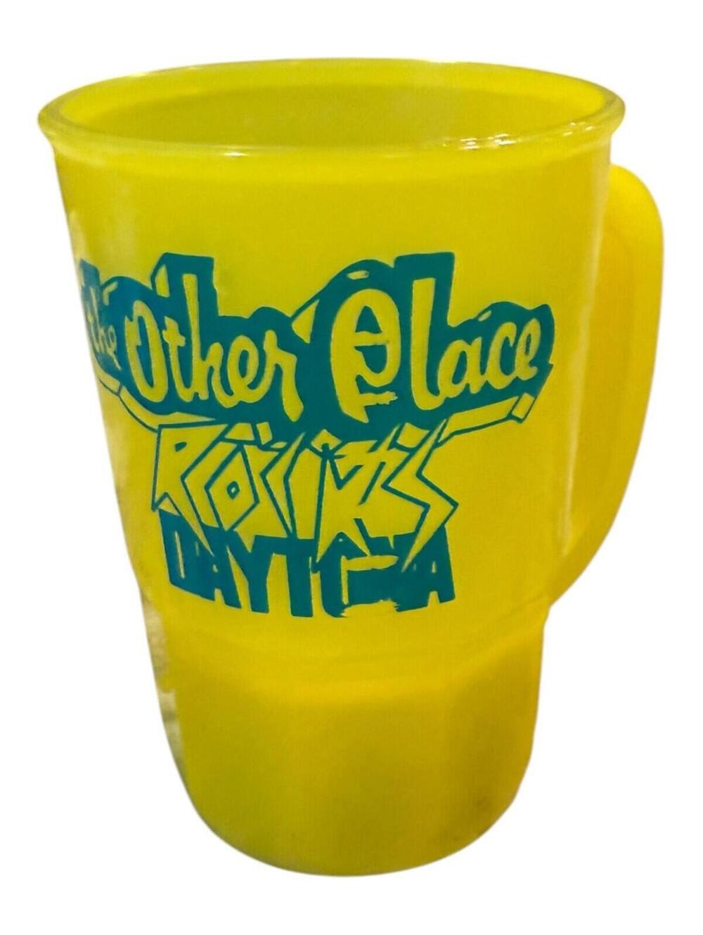 VTG The Other Place Rocks Daytona Spring Break '87 Plastic Yellow Souvenir Mug